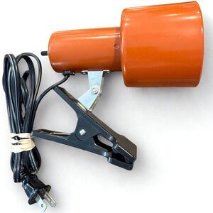 Vintage Rust Burnt Orange Mid Century MCM Clip On Plug In Reading Lamp Light
